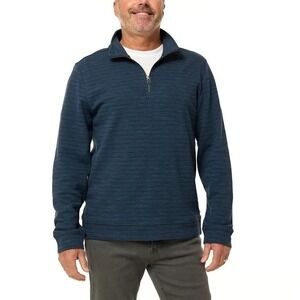 Dockers Men's Quarter Zip Regular Fit Textured Fabric Pullover Blue  S  NWT